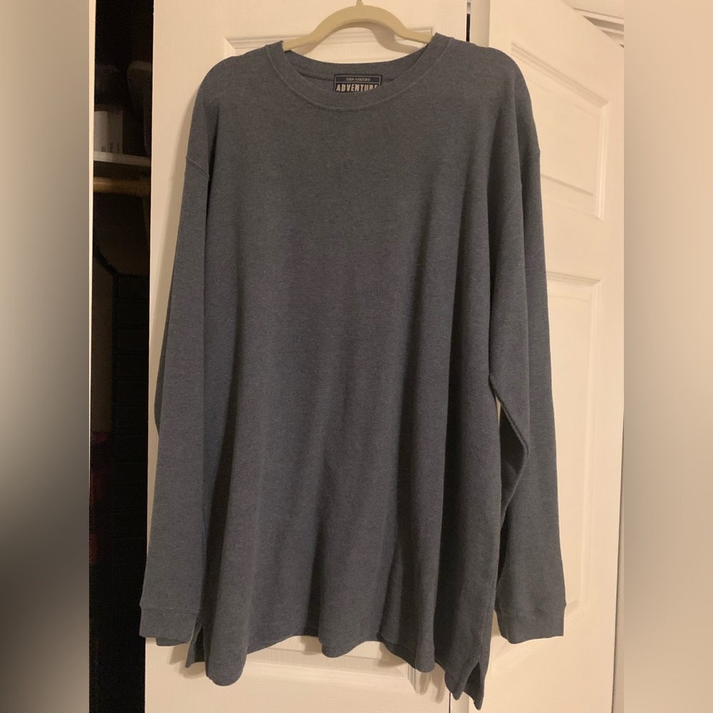 John Ashford Mens Long Sleeve Thermal Top, XL, Heather Blue, Great Condition